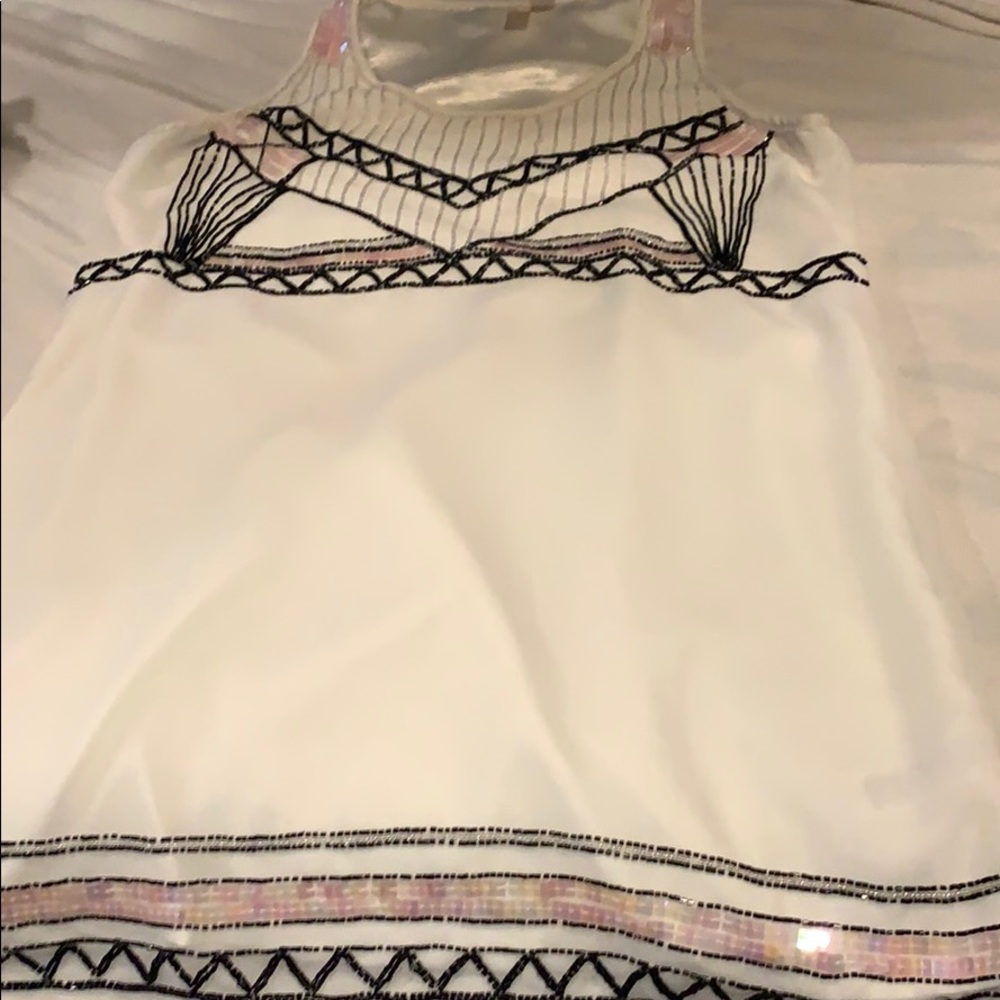 White lined dress w beading detail
